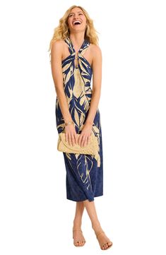 Keep it breezy in this relaxed-fit midi dress that resists wrinkles, making it the perfect travel companion. Gleaming hardware subtly elevates the look. 48" length Back keyhole with button-and-loop closure Jewel neck Sleeveless, with cutaway shoulders Unlined 95% polyester, 5% spandex Machine wash, tumble dry Imported Hawaii Style, Blue Hawaii, Fitted Midi Dress, Jewel Neck, Travel Companion, Nordstrom Dresses, Tommy Bahama, Wrinkles, Top Brands