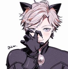 an anime character with cat ears on his head