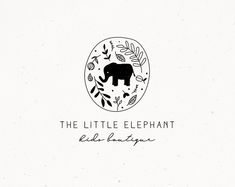 the little elephant logo is shown with leaves and an elephant on it's back