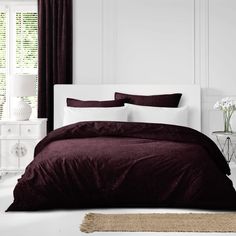 Juno Velvet Bordeaux Bedding 4 Dressing Unit, Classic Bedding, Bed Ensemble, Simple Texture, Twin Comforter, Storage Closet Organization, Bedspread Set, Queen Comforter, King Comforter