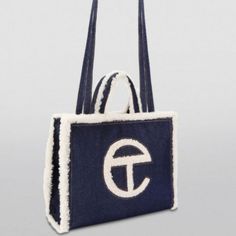 Telfar Denim Ugg Special Edition Medium Tote, Slightly Used In Good Condition. Medium Tote, Blue Cream, Bag Lady, Blue, Women Shopping, Color