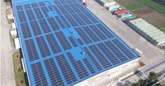 an aerial view of a large solar power plant