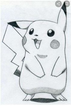 a drawing of a pikachu holding a piece of paper in its hands and smiling