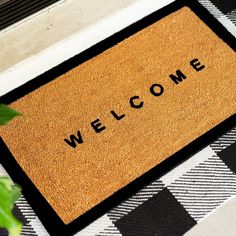 Welcome w/ Border Natural Coir Doormat Cute Welcome Mat, Outside Door Mats, Coconut Shells, Block Font, Halloween Door Mat, Front Door Mats, Funny Doormats, Coir Doormat, Custom Doormat