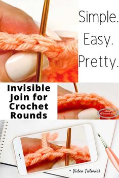 crochet video instructions for beginners to learn how to knit the invisible joinr