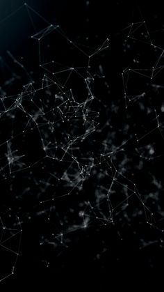 an abstract black and white background with many connected lines, dots and stars in the center