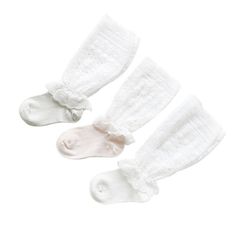 Spring is around the corner, if not already here! Dress up baby girl with these adorable high knee lace socks. Perfect for Easter, weddings, baptisms, photo shoots, and dressing up. Choose from three different colors (white, gray, and pink) and two different sizes.  Sizes are x-small and small. XS will fit a baby 0-6 months old S will fit a baby 6-12 months old |Washing Instructions|        *Gentle Cycle       *Mild detergent        *Do not bleach   *Tumble dry low heat Infant Clothes, Lightweight Baby, Lace Socks, High Knees, Spring Easter, Baby Socks, Newborn Girl, Easter Spring