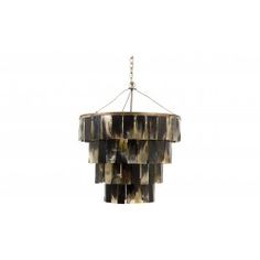 an animal print chandelier hanging from a chain