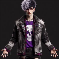 Emo Hairstyles For Guys, Cyberpunk Concept Art, Concept Clothing, Hottest Anime Characters, Emo Hair, Poses Reference, Gothic Outfits, Anime Poses Reference, Anime Poses