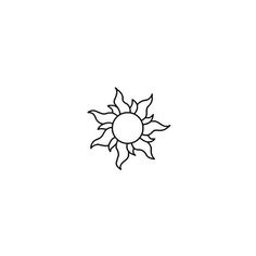 a black and white drawing of a sun