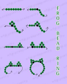 the instructions for how to make beaded letters and numbers with green beads on purple background