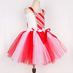 Girls Christmas Candy Cane Tutu Dress Outfits Red White Glittery Mrs Santa Claus Costume for Kids Pink Princess Style Holiday Dress For Festive Occasions, Pink Princess Dress For Christmas Party, Red Dress For Costume Party And Party Season, Red Dress For Costume Party During Party Season, Red Dress For Costume Party In Party Season, White Sleeveless Princess Dress For Christmas, Red Princess Dress For Holiday Party Season, Sleeveless Princess Dress For Christmas Holiday, Red Sleeveless Princess Dress For Party Season