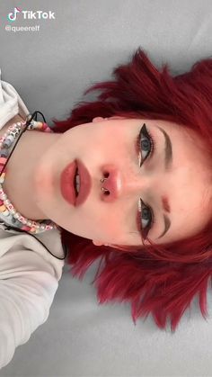 Red Makeup Looks, E Girl Makeup, Egirl Makeup, Red Eye Makeup, Piercing Inspo, Alt Makeup, Face Art Makeup, Fall Makeup Looks