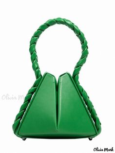 Olivia Mark - Artistic Braided Straps Tote Bag Green Rectangular Bucket Bag For Evening, Green Pouch Bucket Bag For Spring, Green Bucket Bag For Spring, Green Rectangular Evening Bucket Bag, Trendy Green Bag With Braided Handles, Trendy Green Bags With Braided Handles, Green Pouch Bag With Braided Handles, Modern Green Bags With Braided Handles, Green Bags With Braided Handles For Spring