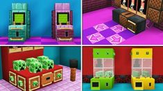 four different images of the same room in minecraft