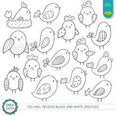 you will receive black and white printable birds for your child's coloring page