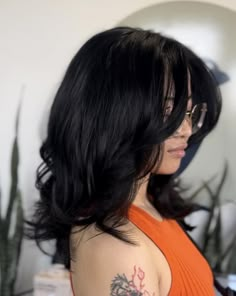 Long Layered Black Hair with Curtain Bangs by Stefan Gjoka in Regina, SK., CA. • 2023 Hair Trends and Styles • Black hair inspo • Layered Haircut inspo • Black long hair goals • Black hair • Long Layered Haircut • Long Layered Haircut with Curtain Bangs • Long Dark Hair • Curtain Bangs • Black Hair Shoulder Length Layers, Layered Bob Black Hair, Jet Black Hair Shoulder Length, Black Short Hair With Curtain Bangs, Black Hair With Layers And Curtain Bangs, Medium Length Haircut With Layers Side Bangs, Jet Black Hair Medium Length, Black Layered Hair Medium, Short Black Hair With Curtain Bangs