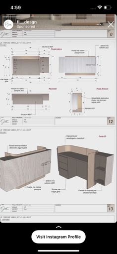 an iphone screen showing the design and construction process for a kitchen cabinetry system, including cabinets