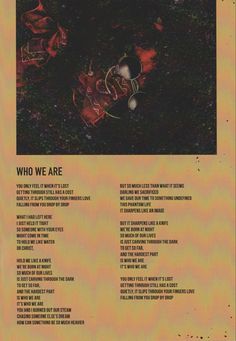 a poster with words on it that say who we are