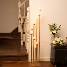 PRICES MAY VARY. Size: 9 arm candelabra for fireplace decoration decoration,Height: 46.25inch/117.5cm; Bottom Diameter: 9.44inch/24cm.The large base provides stable support.Suitable for candles with a diameter of 1.96inches. (Candles are not included) It can also be decorated with LED pillar candles.Increase the beautiful atmosphere of candlelight dinner and party. Premium Quality: It is made of high-quality metal materials. Through pressure casting, paint baking and other processes, it strength Gold Candle Holder Centerpieces, Tall Gold Candle Holders, Home Halloween Party, Christmas Candelabra, Floor Candelabra, Halloween Birthday Party Decorations, Gold Candelabra, Candelabra Centerpiece, Halloween Party Decoration