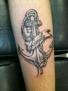 a tattoo with an anchor and the word family on it