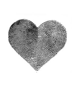 a heart made out of fingerprints on a white background