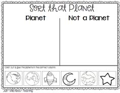 a printable worksheet to teach children about the planets