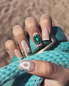 Western Style Nails, Camo Nail Designs, Western Nail Art, Turquoise Nail Designs