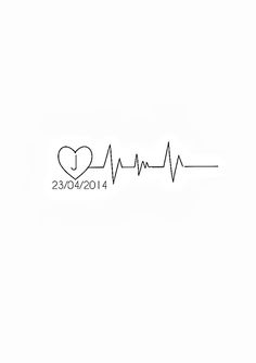 the heartbeat symbol is drawn in black and white with a heart on it's side