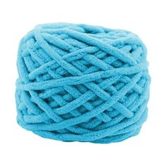 a blue ball of yarn on a white background