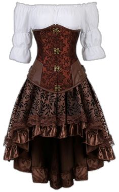 Pirate Corset, Steampunk Corset Dress, Corset Steampunk, Pirate Dress, Female Pirate Costume, Pirate Cosplay, Pirate Costumes, Steampunk Skirt, Brown Corset