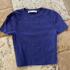 Amazing Material! Never Worn Cheap Cropped Zara Crop Top, Spring Purple Zara Tops, Trendy Blue Zara Crop Top, Casual Blue Zara Crop Top, Zara Blue Stretch Crop Top, Middle School Outfits, Colorful Crop Tops, Quick Outfits, Cropped Tee