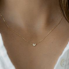 Luxury Dainty Heart Cut Necklace, Luxury Dainty Double Heart Necklace, Luxury Minimalist Heart-shaped Necklace, Luxury Dainty Diamond Heart Necklace, Luxury Minimalist Yellow Gold Heart Necklace, Dainty Heart Necklace, Tiny Heart Necklace, Chain Heart, Gold Heart Necklace