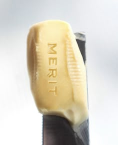 a close up of a piece of food with the word merri on it