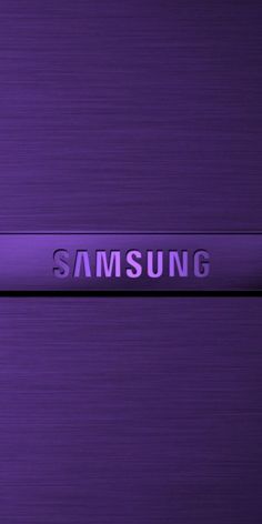 the samsung logo is displayed on a purple metal surface