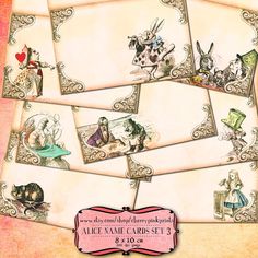 an image of alice and the neverlanders cards set 3 with pictures on them