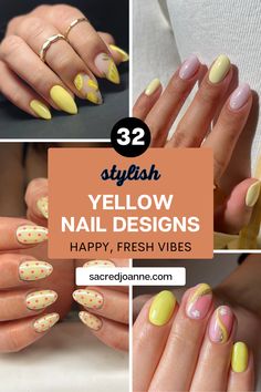 Cute Yellow Nail Designs, Nails With Yellow Design, Summer Nail Ideas Yellow, Yellow Nail Inspiration, Yellow Design Nails, Pastel Yellow Nails Design, Pastel Yellow Nail Ideas, Yellow Nails With Design, Yellow Nail Ideas