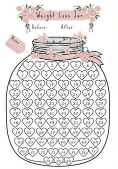 a jar filled with hearts and the words weight less jar before after it has been cut out