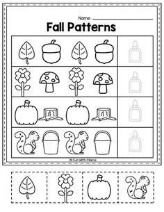 the worksheet for preschool to learn how to make fall patterns