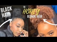 Black To Honey Blonde Hair, Box Dye Natural Hair, Creme Of Nature Hair Dye Honey Blonde, Crème Of Nature Honey Blonde, Honey Blonde On Black Hair, Creme Of Nature Hair Dye, Blonde Hair Without Bleach, Honey Blonde Afro, Honey Blonde Natural Hair