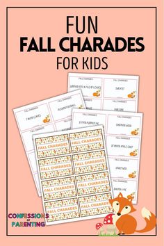 the fun fall charadess for kids to practice their handwriting and writing skills with