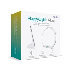 the happylight albia light bulb is in its box and ready to be used