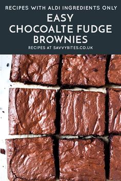 chocolate fudge brownies with text overlay