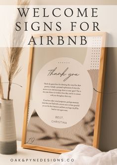 a sign that says welcome signs for airbnb