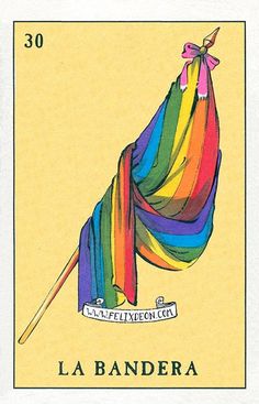 a stamp with a rainbow colored umbrella on it's back and the words la bandera written in spanish