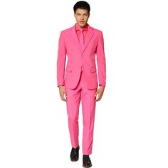 Attend rocking parties or fancy dinner evenings in The Solid Coloured Suits for men from OppoSuits. You are going to look good no matter where you go. This particular set comes as an entire suit. You receive a jacket and matching pair of pants. Then, complete the ensemble with a solid coloured necktie. All items are designed for a slim fitting and it is recommended that you go with a size up if you are unsure. It gives you a chic yet professional appearance all in one. Attend events with class a Tailored Spring Party Tuxedo, Pink Fitted Suit For Parties, Pink Fitted Suits For Party, Pink Suits For Party, Fitted Tuxedo Sets For Parties, Fitted Pink Tuxedo Suit, Pink Fitted Tuxedo Suit, Fitted Tuxedo Suits For Party Season, Fitted Party Suits For Spring