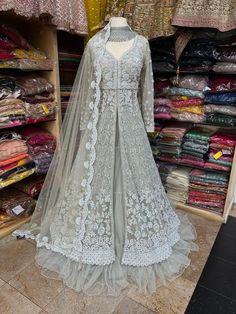 Net Style Dresses, Lacha Dress, Net Sleeves Designs, Bridal White Dress, New Dress Design Indian, Haldi Dress, Magical Princess, Haldi Outfits, Indian Wedding Gowns