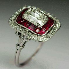 Creative Engagement Rings 1stdibs, Luxury Art Deco Ruby Ring For Formal Occasions, Luxury Art Deco Ruby Ring With Diamonds, Luxury Art Deco Ruby Ring With Brilliant Cut, Luxury Art Deco Ruby Ring With Center Stone, Edwardian Engagement Ring 1stdibs, Luxury Ruby Jewelry In Art Deco Style, Vintage Emerald Cut Engagement Ring 1stdibs, Antique Engagement Rings Victorian Diamond