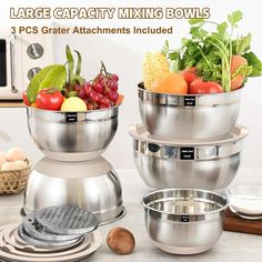 large capacity mixing bowls with 3 pcs greater attachments included