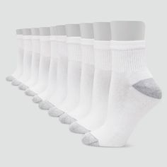 Stay on your toes with the Hanes Women's Extended Size Cushioned 10pk Ankle Socks. Fit shoe sizes 8-12. A smart buy, these Hanes socks for women are cozy, comfy and durable. They're made with comfort toe seams and a hint of spandex throughout for a better fit. The athletic socks also have an added cushion at the bottom to support your feet. These women's socks are great for wearing with athletic shoes, sneakers or even ankle boots. Hanes Socks, Ideas For Christmas Gifts, Heel Stretch, Comfy Socks, Ankle Socks Women, Women Crew Socks, Comfortable Socks, Handmade Stuff, Christmas Inspo